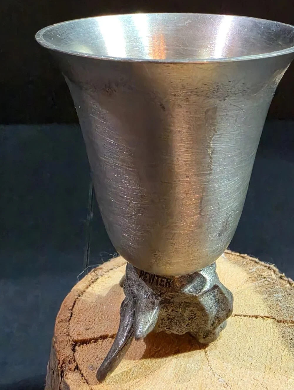 Vintage Towle Pewter Bull Head Stirrup Cup Shot Glass Jigger